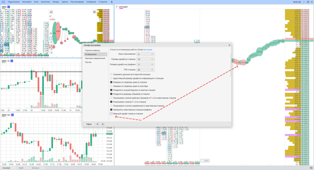 Жирный шрифт в тиках стакана