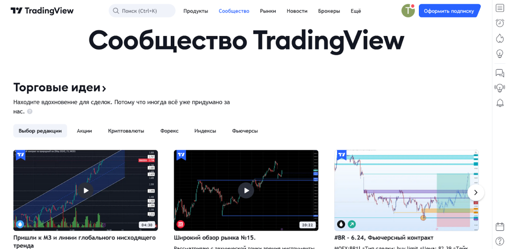 Сообщество и трансляции, TradingView