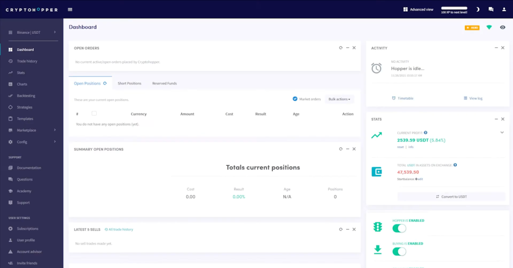 Cryptohopper, криптовалютные терминалы