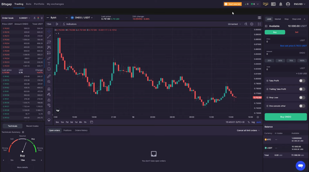Bitsgap, криптовалютные терминалы