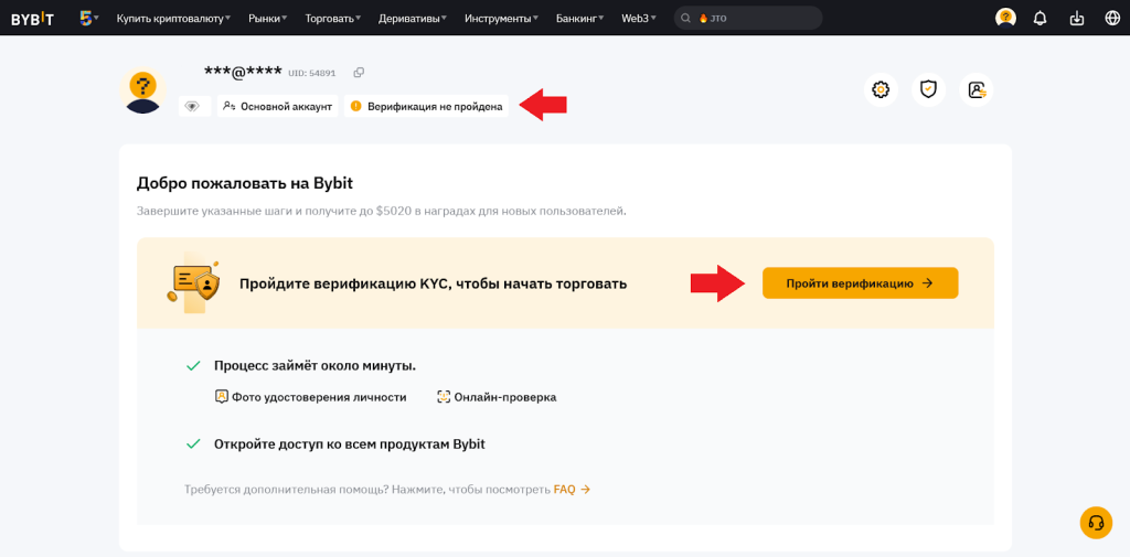 Получить KYC, KYC Bybit