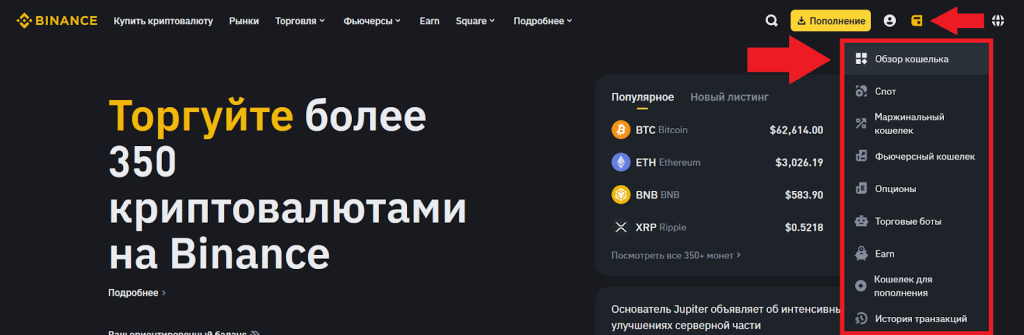 Как внести средства в криптовалюте, Ввод и вывод Bitget