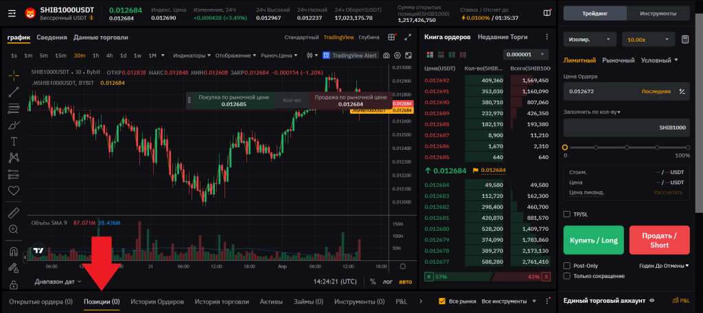Переход к торговой статистике пользователя на Bybit