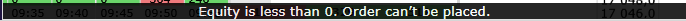 Ошибка Equity is less than 0. Order can't be placed.