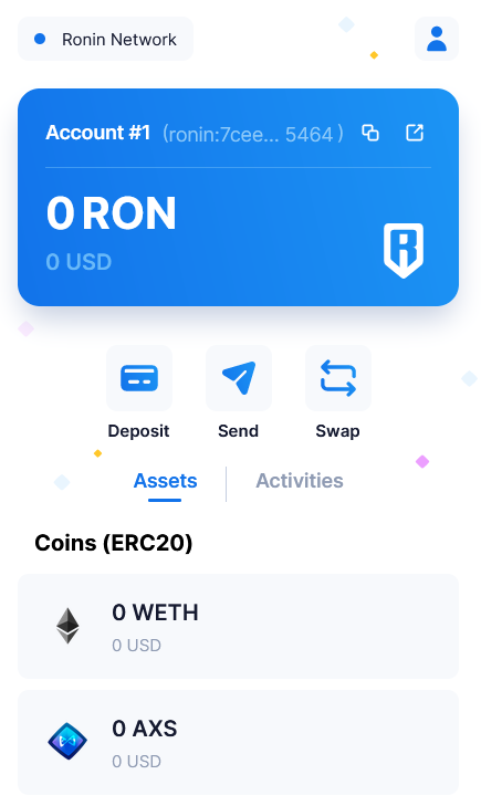 Интерфейс кошелька Ronin Wallet