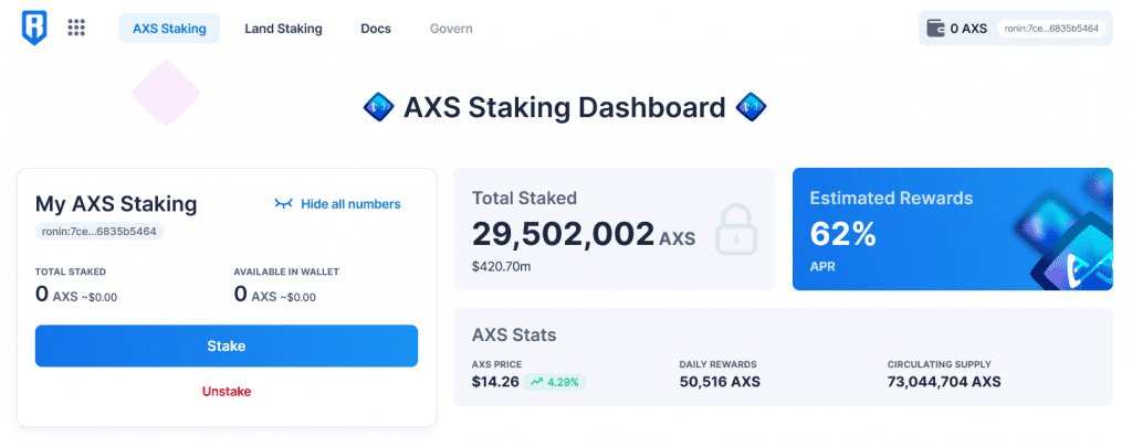 Стейкинг в Axie Infinity 