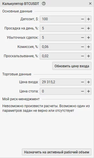 риски, калькулятор рисков, CScalp, торговый терминал, привод бондаря, внутредневной трейдинг