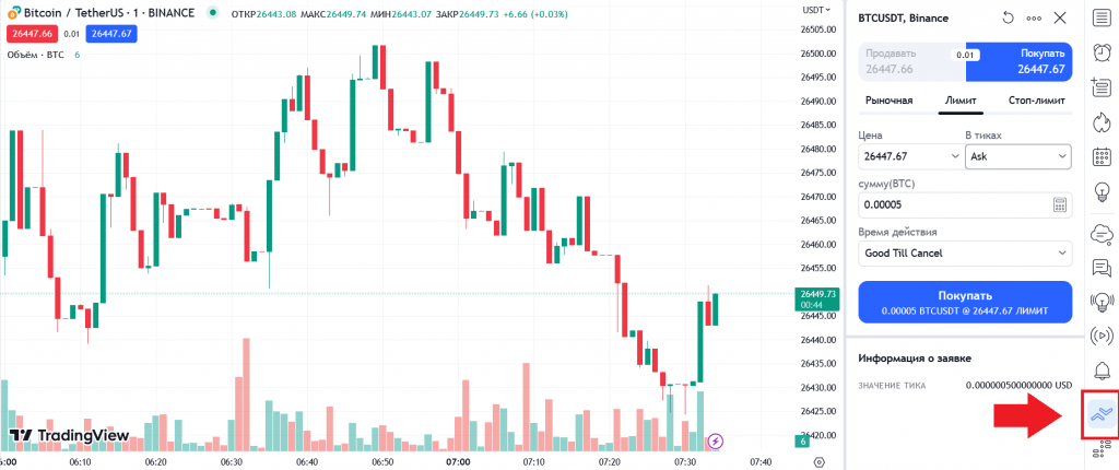 Как торговать в TradingView на бирже Binance, TradingView
