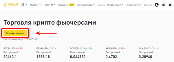 интерфейс Binance, раздел верификации Binance