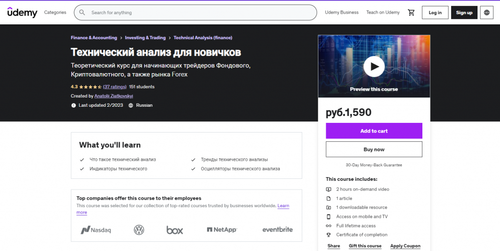 курс по техническому анализу от онлайн-платформы Udemy