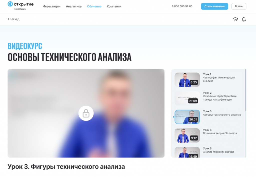 курс технического анализа от брокера Открытие Инвестиции