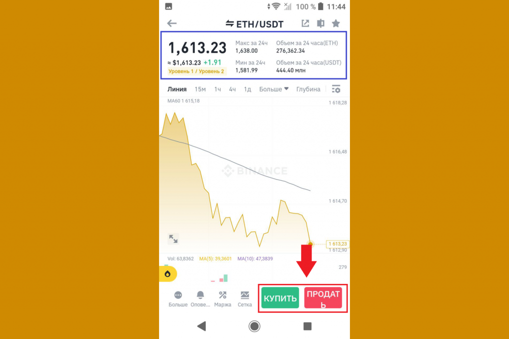 Как торговать на спотовом рынке через мобильное приложение, Binance