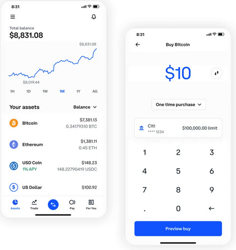 мобильное приложение для трейдинга биржи Coinbase