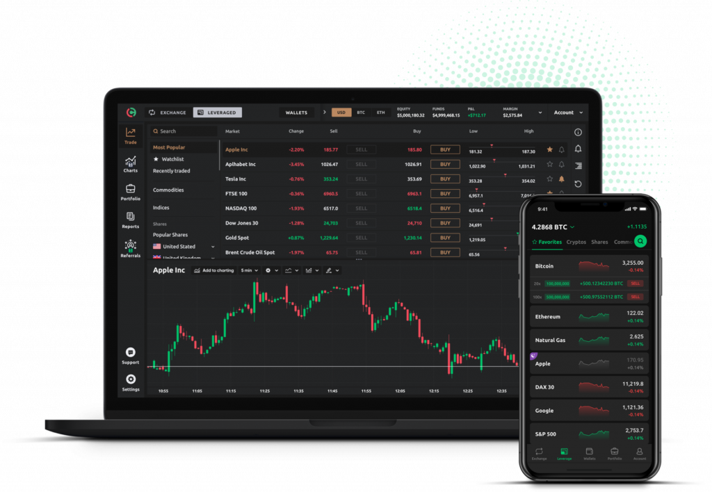 приложение для трейинга биржи Currency.com