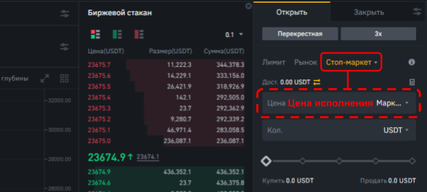 торговый интерфейс биржи Binance