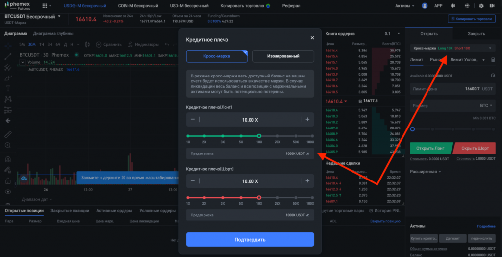 биржа Phemex, фьючерсы Phemex, кредитное плечо Phemex