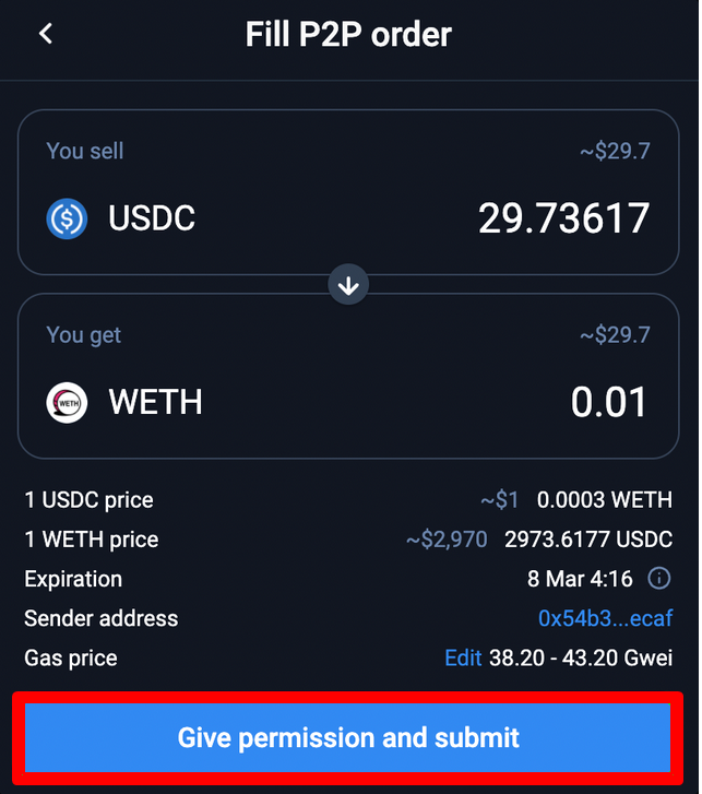Заполнение Ордера P2P