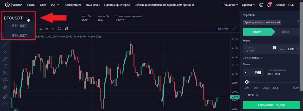 Торговля простыми фьючерсами, CommEX