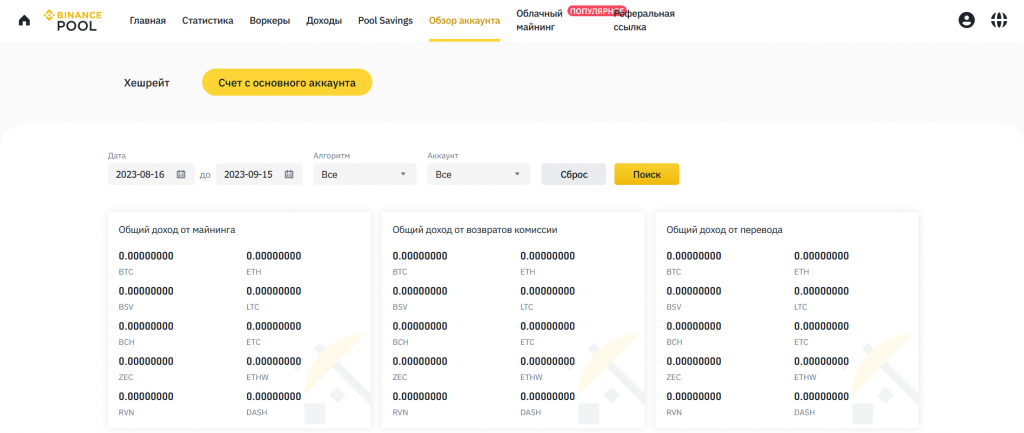 Доходы, Binance Pool