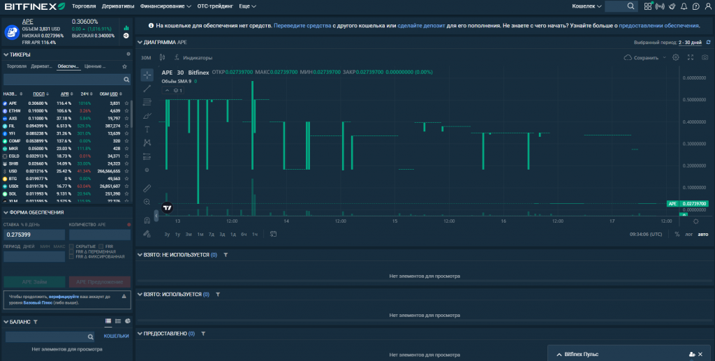 официальный сайт Bitfinex, платформа кредитования Bitfinex