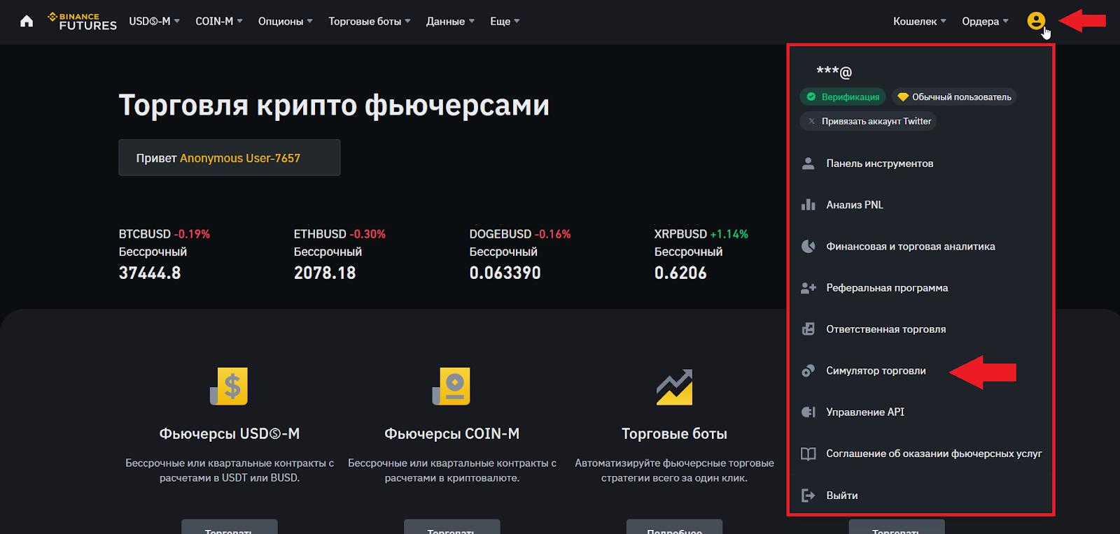 Как перейти в демо-режим, Binance Demo