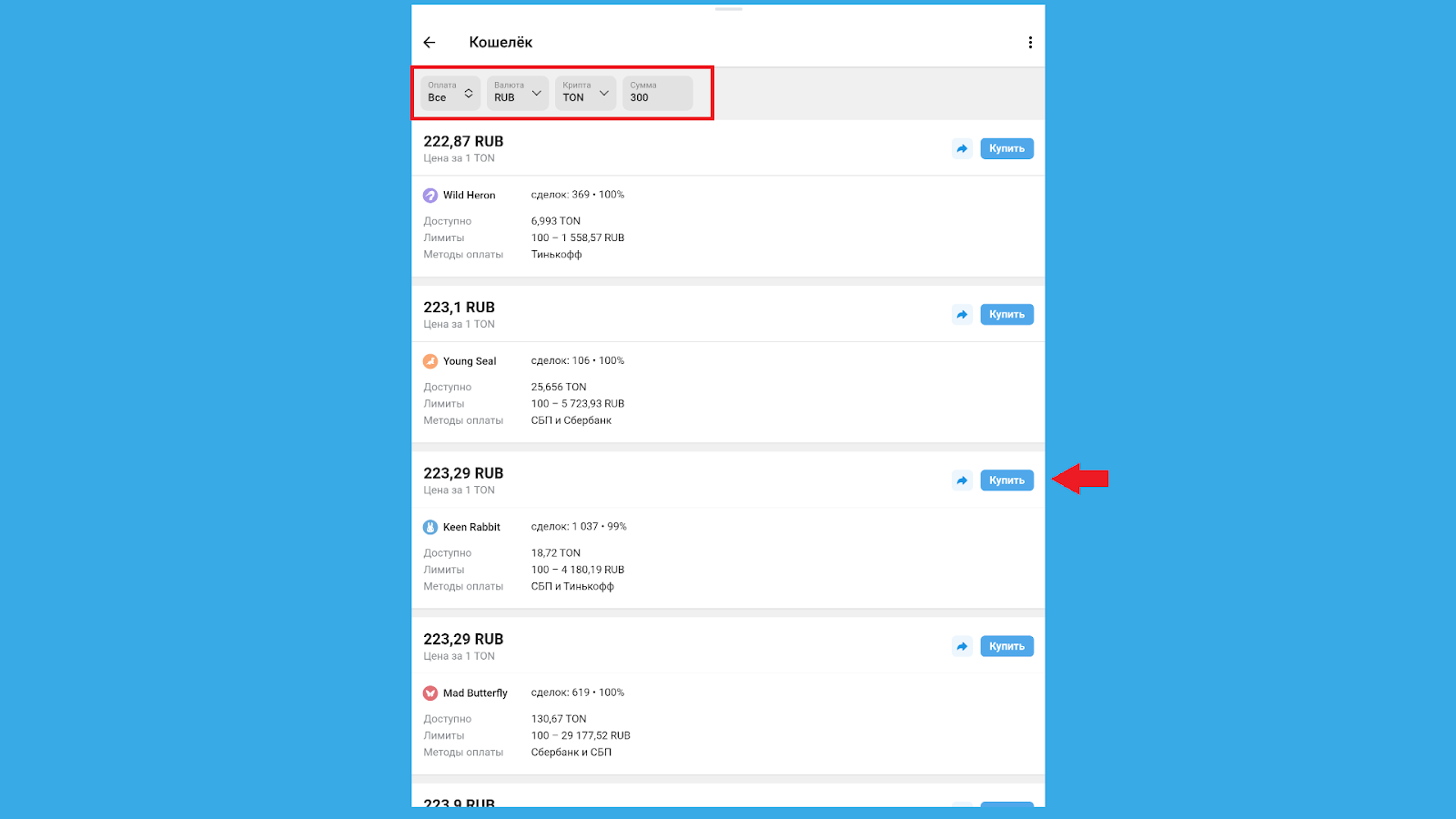 Как пополнить TON Wallet через P2P, TON Telegram