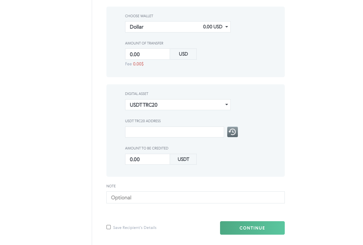 окно покупки криптовалюты на AdvCash 