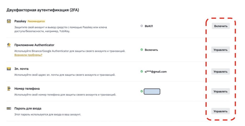 методы двухфакторной аутентификации на бирже Binance