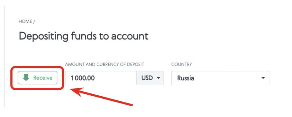 окно ввода средств на AdvCash