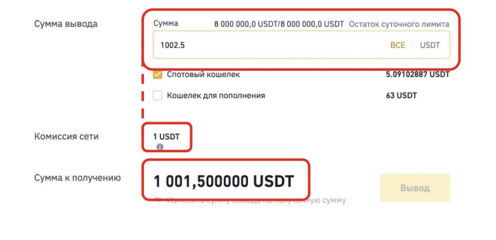 окно вывода криптовалюты с Binance на AdvCash