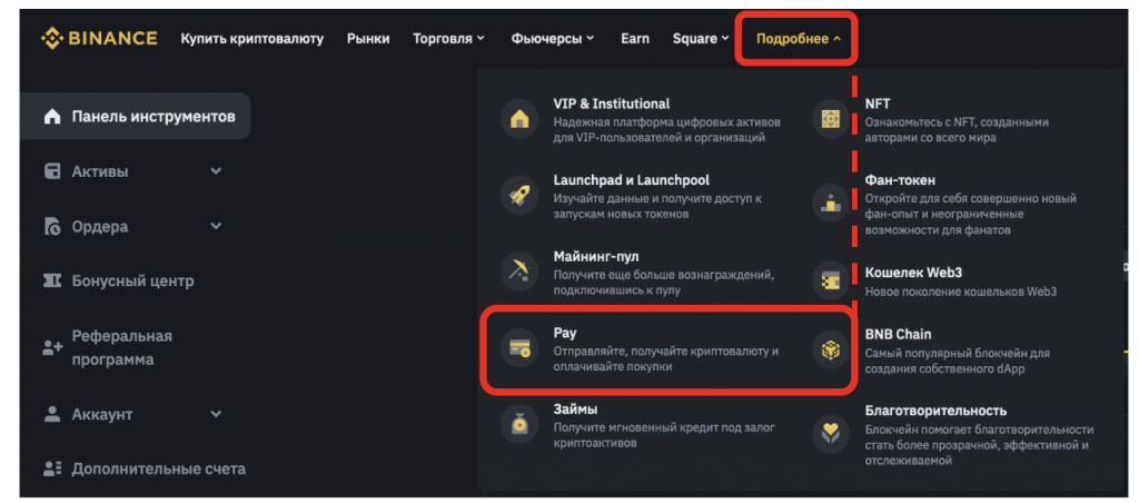 binance pay где найти через сайт биржи