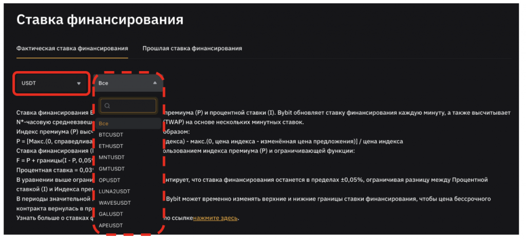выбор контракта, анализ ставки финансирования