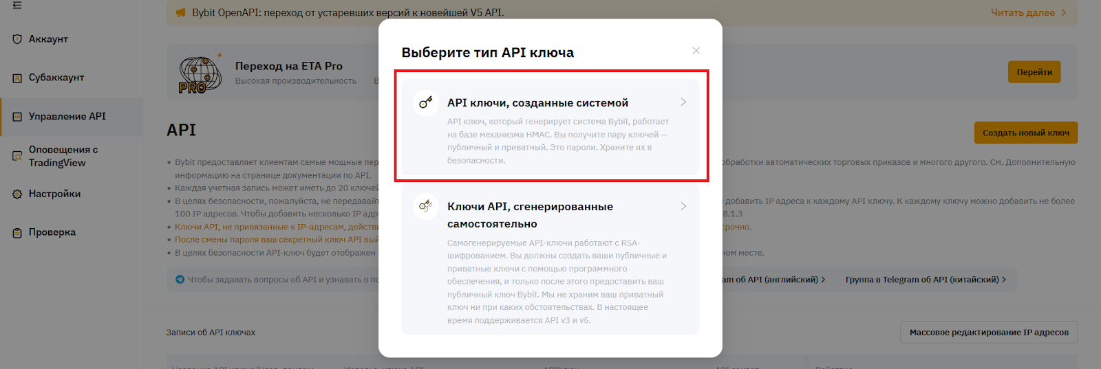 Как создать API-ключи для подключения, Как подключить Bybit к TigerTrade