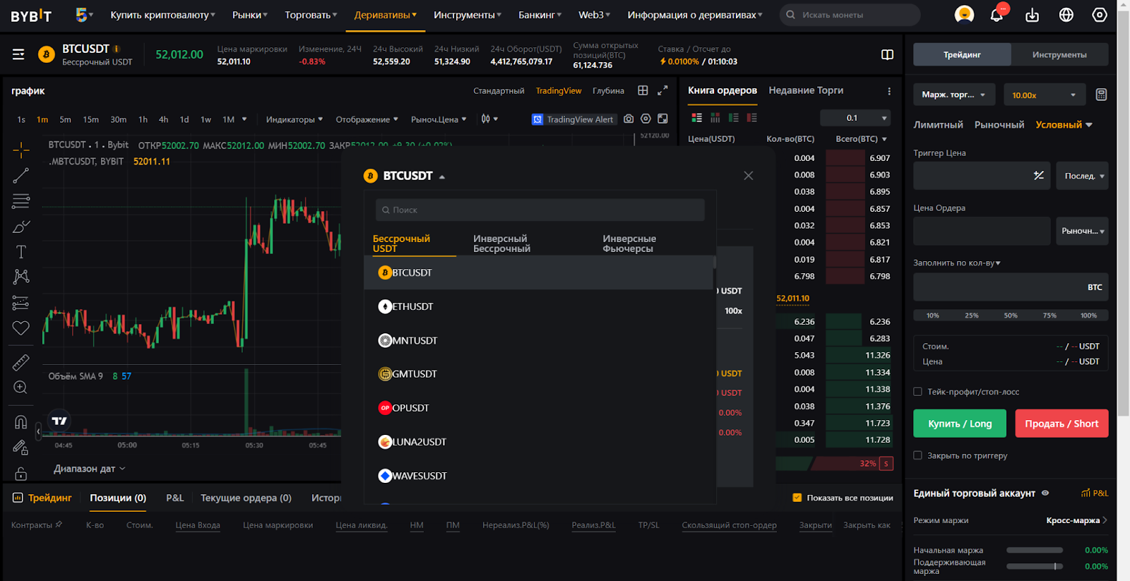 Калькулятор Bybit. Список бессрочных USDT-контрактов и инверсных контрактов