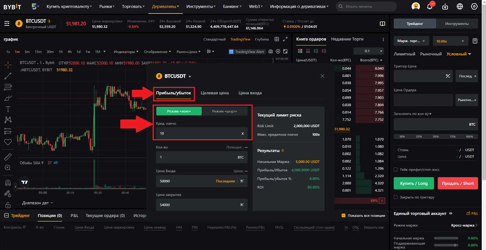 Калькулятор Bybit. Прибыль/убыток. Ввод данных
