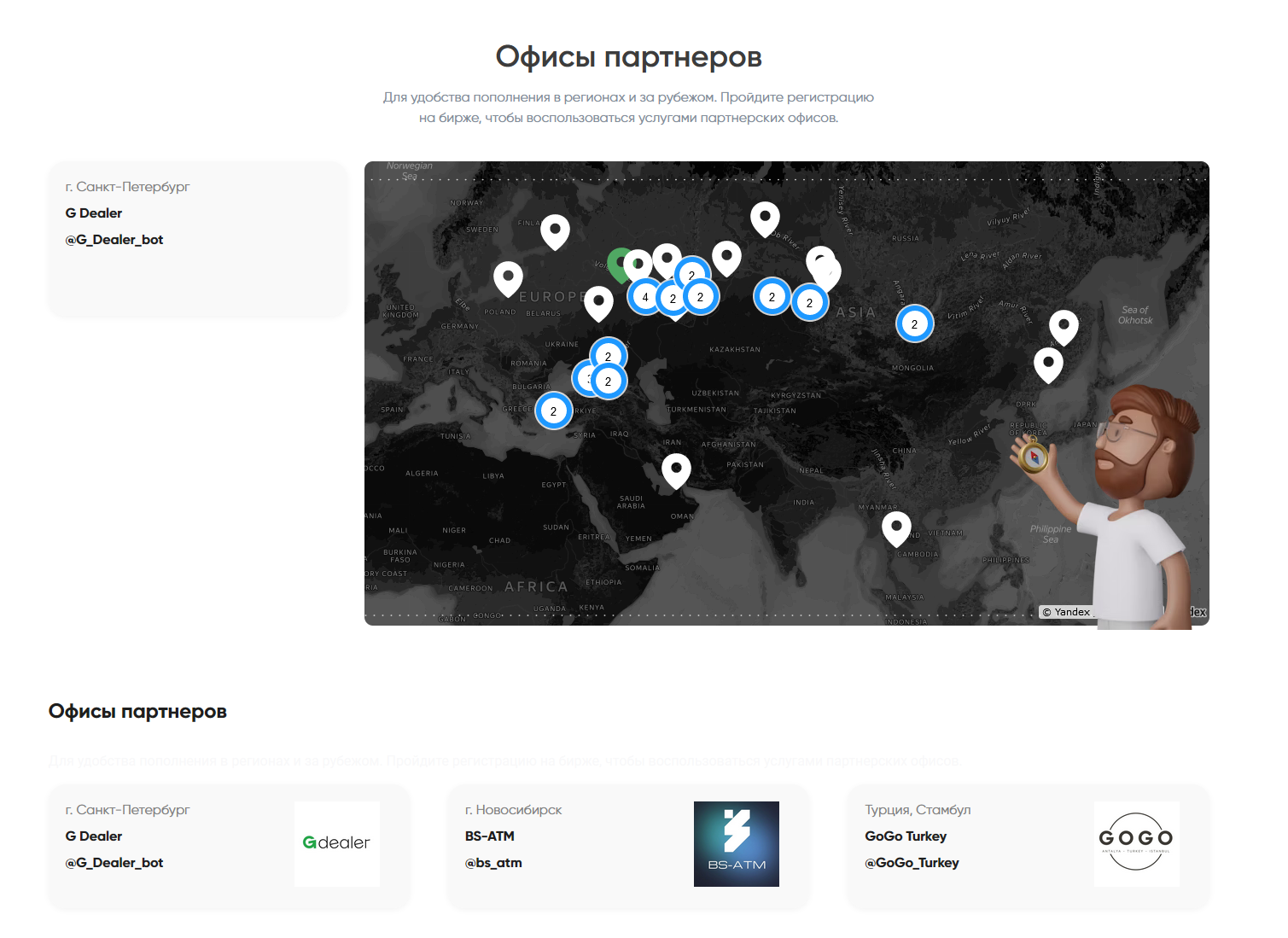 страница офисов партнеров garantex
