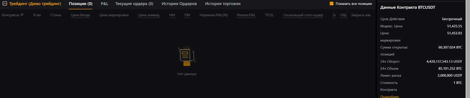 Веб-терминал для фьючерсной торговли Bybit в демо-режиме. ПозицииВ следующей статье мы рассказали, Как работает спотовый рынок на Bybit.