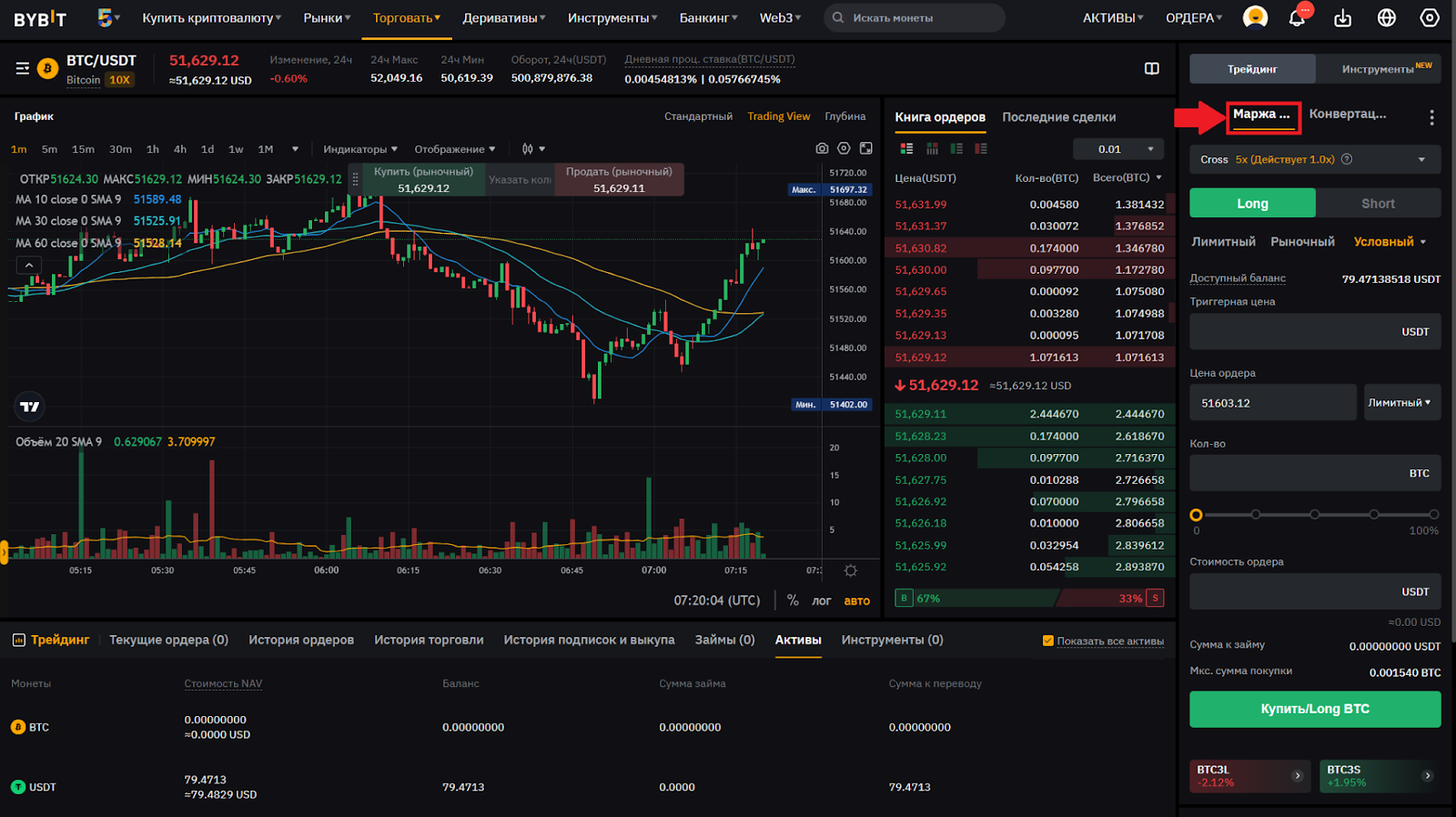 Переход к маржинальной торговле на Bybit