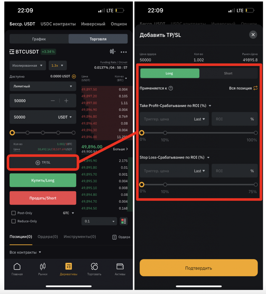 tp sl bybit фьючерсы