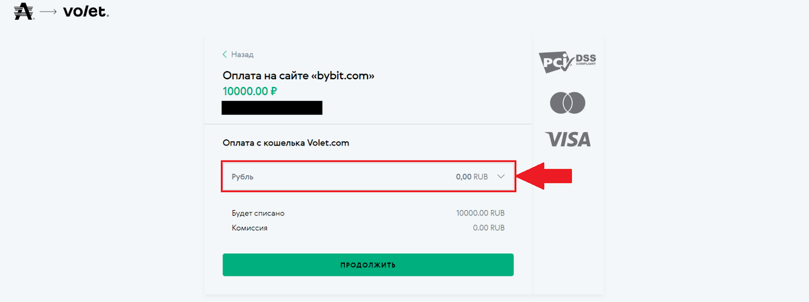 Кошелек Volet. Выбор рублевого кошелька