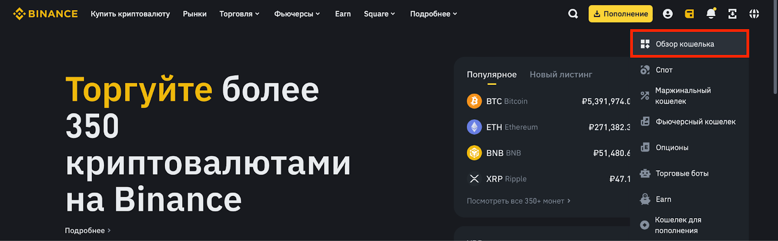 вывод криптовалюты из tiger.com broker на binance, сайт Binance