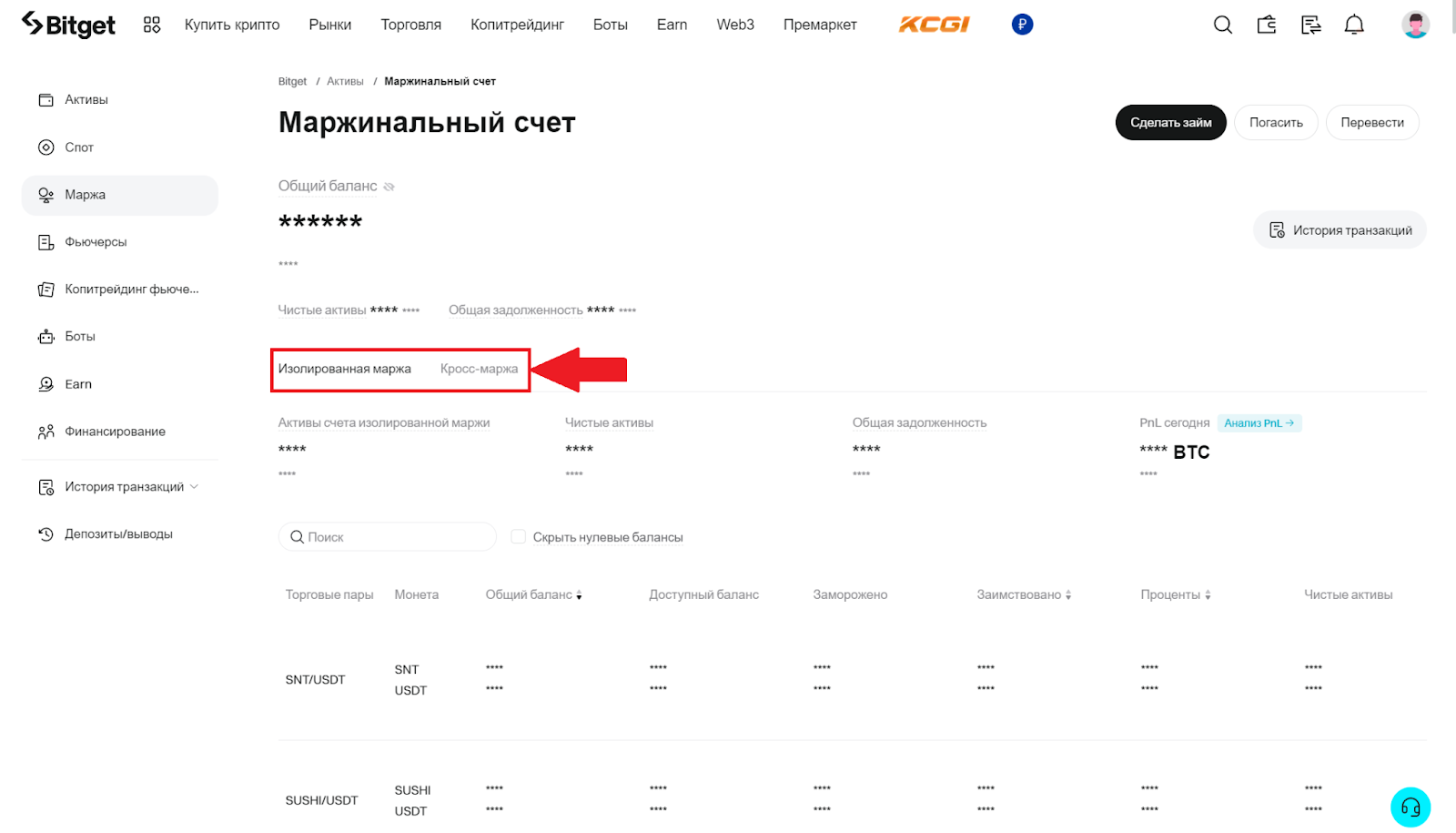 Маржинальный счет Bitget. Изолированная маржа, кросс-маржа