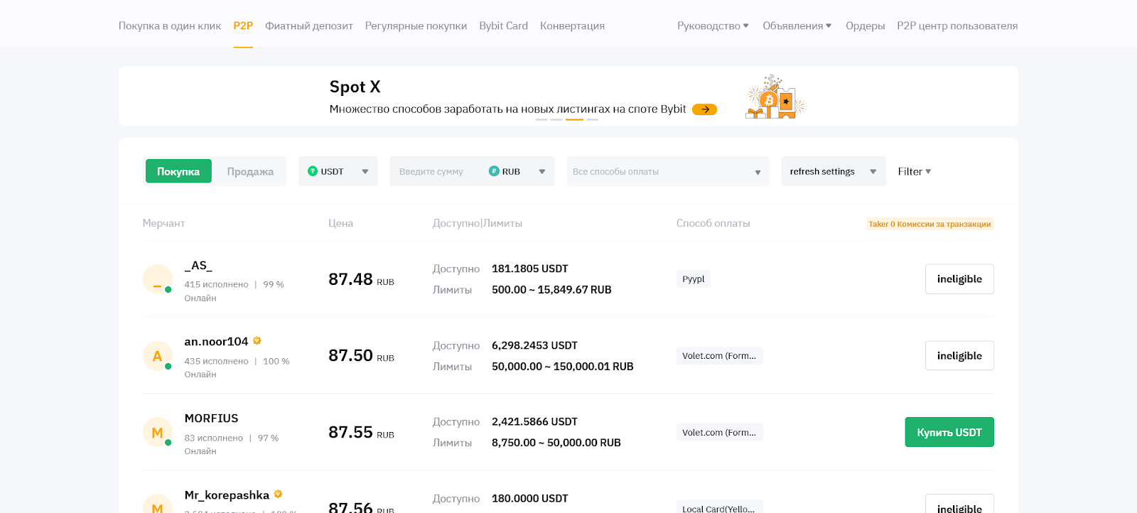 Главное о P2P, Bybit P2P