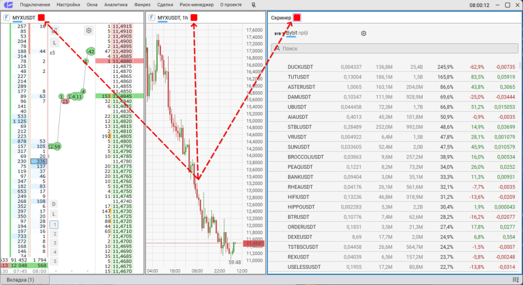 Линковка со скринером в Cscalp