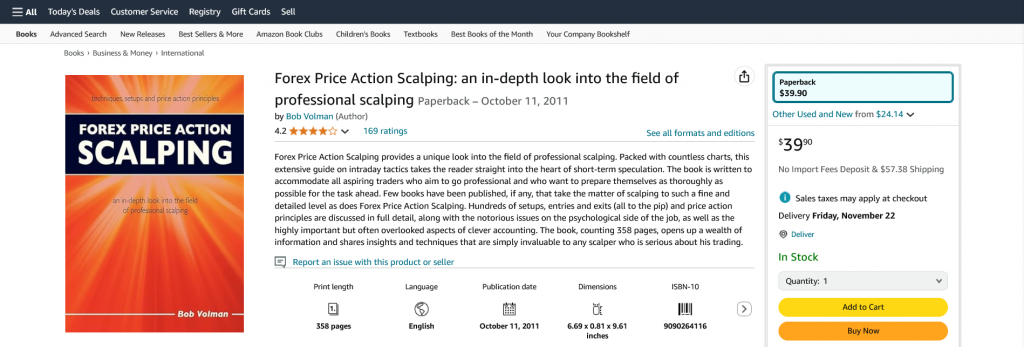 Цена книги Forex Price Action Scalping Боба Волмана на amazon