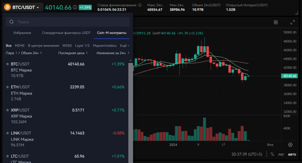 бессрочные фьючерсы контракты Coin-M BingX