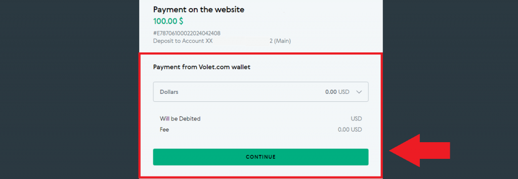 Форма покупки USDT за рубли на BingX через Volet.com