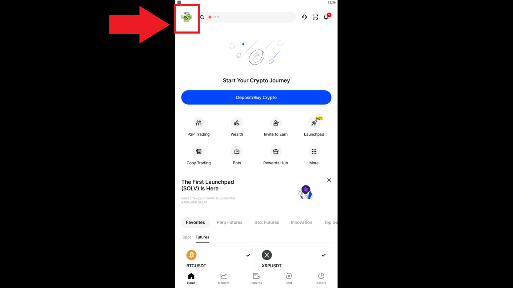 Интерфейс мобильного приложения BingX