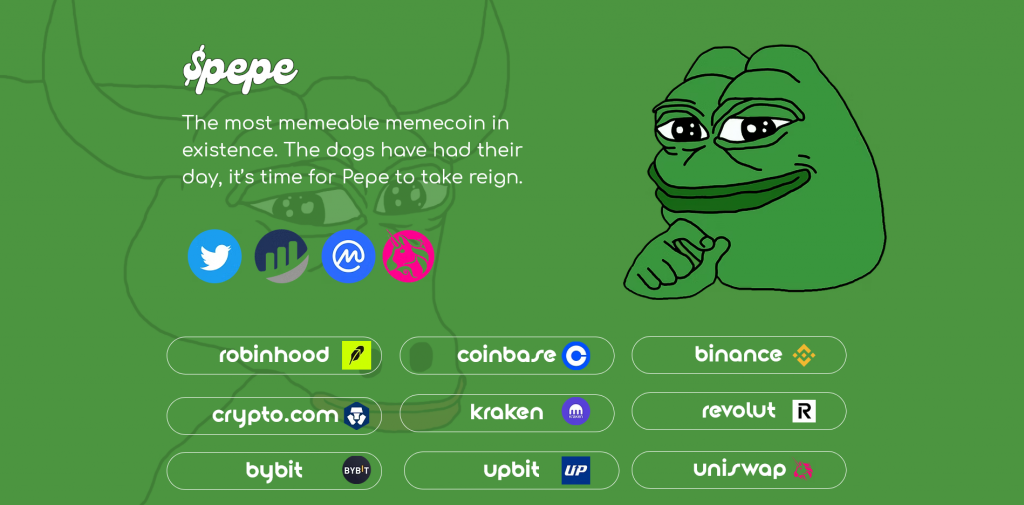 Официальный сайт мемкоина PEPE