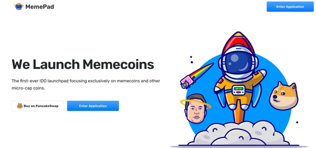 Сайт платформы Memepad для запуска мемкоинов